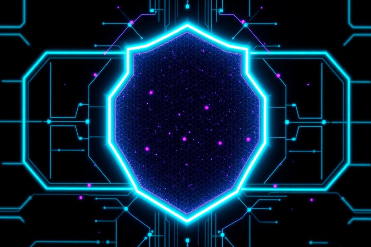 Glowing shield made of hexagon mesh